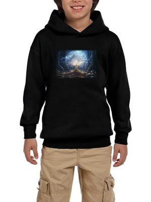 Z zepplin A Growing Tree Seed Siyah Çocuk Kapşonlu Sweatshirt