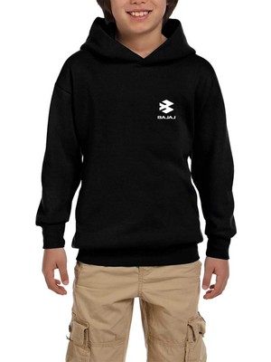 Z zepplin Bajaj White Logo Siyah Çocuk Kapşonlu Sweatshirt