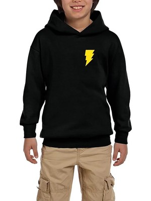 Z zepplin Black Adam Yellow Logo Siyah Çocuk Kapşonlu Sweatshirt