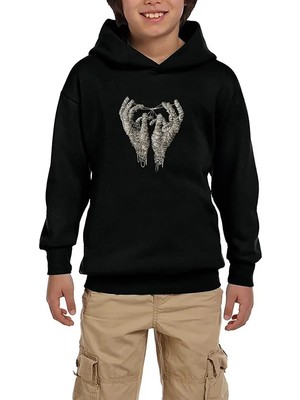 Z zepplin Mummy Hands Siyah Çocuk Kapşonlu Sweatshirt
