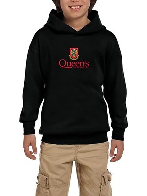 Z zepplin Queen's University Logo Siyah Çocuk Kapşonlu Sweatshirt