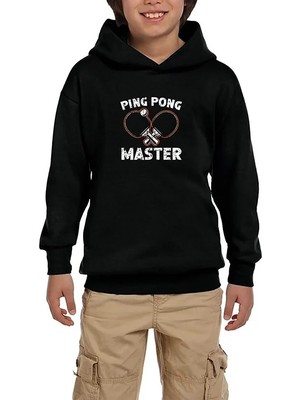 Z zepplin Ping Pong Player Siyah Çocuk Kapşonlu Sweatshirt