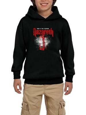 Z zepplin Nazareth Rock 'n' Roll Telephone Siyah Çocuk Kapşonlu Sweatshirt