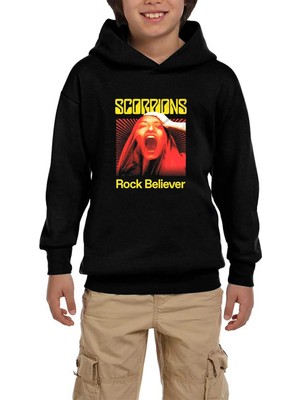 Z zepplin Scorpions Rock Believer Siyah Çocuk Kapşonlu Sweatshirt
