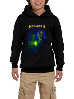 Z zepplin Megadeth Rust In Peace Alien Siyah Çocuk Kapşonlu Sweatshirt