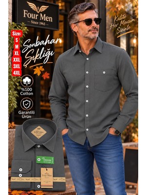 Eren Style Organik Pamuklu Uzun Kollu Tek Cepli Klasik  Koton Gömlek( Regular Kalıp)