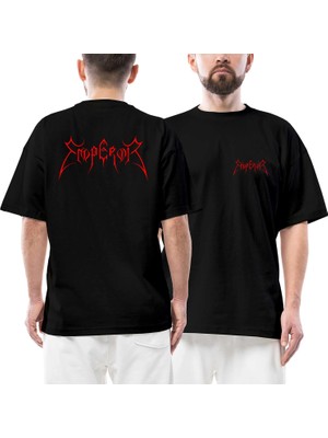 Z zepplin Emperor Logo Ön Arka Baskılı Siyah Oversize Tişört