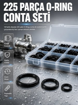 Toyigoo Organizer Kutulu O-Ring Conta Seti 225 Parça | Dayanıklı Kauçuk Sızdırmazlık Contaları