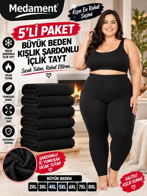 Medament 5’li Paket Büyük Beden Kışlık Şardonlu Içlik Tayt – Sıcak Tutan Yumuşak Esnek Tayt 2xl-8xl
