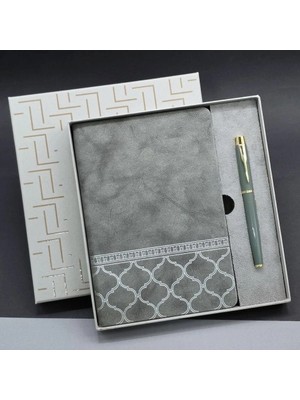 Lovesta Home Kutulu Deri Defter Roller Kalem Set