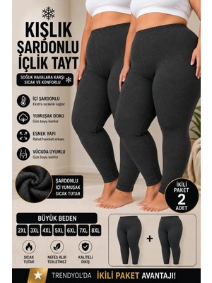 Medament 2’li Paket Antrasit Kışlık Şardonlu Içlik Tayt – Büyük Beden 2xl-8xl