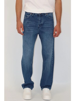 Baggy Fit Yıkamalı Erkek Jean Pantolon | Ventov Mavi - 32