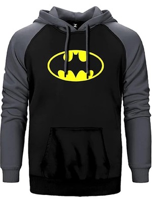 Z zepplin Batman Gri Renk Reglan Kol Kapşonlu Sweatshirt