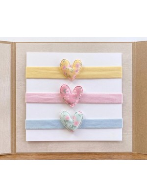 Cherry Lemon 3'lü Set Kalp Figürlü Esnek Bebek Bandana Seti – Yumuşak Dokulu Saç Bandı