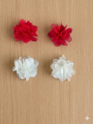 Cherry Lemon Saçsız Bebek Tokası- 2 Takım 4 Adet Frida Model Ekru Kırmızı