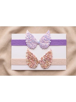 Cherry Lemon Melek Kanadı Figürlü Bebek Bandana Seti – 2'li Saç Bandı