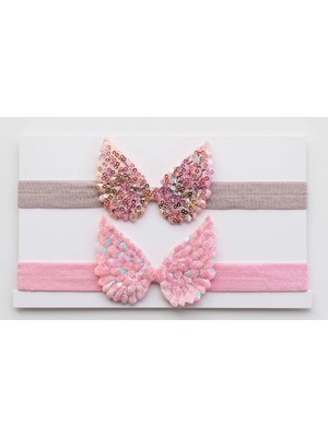 Cherry Lemon Melek Kanadı Figürlü Bebek Bandana Seti – 2'li Saç Bandı