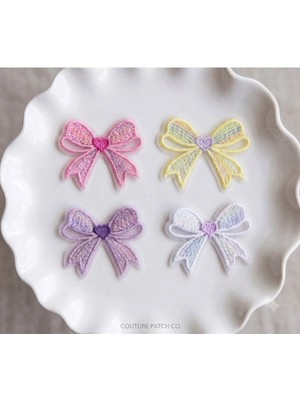 Cherry Lemon Saçsız Bebekler Için Nakışlı Fiyonk 4'lü Set Toka