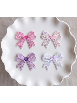 Cherry Lemon Saçsız Bebekler Için Nakışlı Fiyonk 4'lü Set Toka