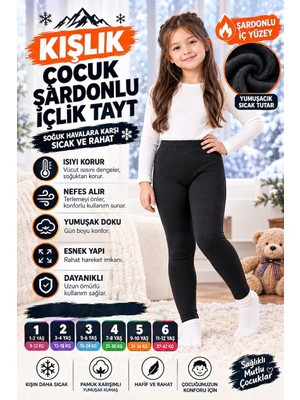 Medament Çocuk Kışlık Şardonlu Içlik Tayt | Yumuşak Iç Yüzey | Sıcak Tutan Esnek Tayt | 1-6 Beden