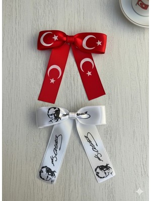 Cherry Lemon Kız Çocuk Klipsli Toka- Atatürk Imzalı ve Türk Bayraklı- 2 Adet
