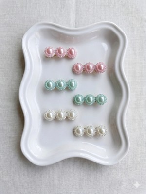 Cherry Lemon 3 Set Incili Yan Toka - Pastel Renkli El Yapımı Şık Çocuk ve Kadın Saç Aksesuarı