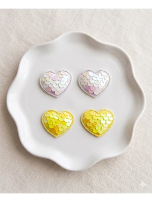 Cherry Lemon Renkli Pullu Kalp Bebek Toka - Saçsız ve Az Saçlı Bebek Tokası
