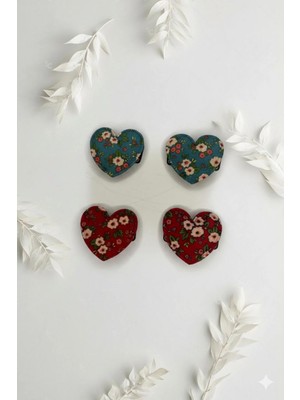 Cherry Lemon Saçsız Bebek Tokası Kalp Figürlü 4lü Set