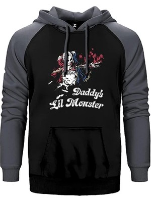Z zepplin Suicide Squad Harley Quinn Ha Ha Ha Gri Renk Reglan Kol Kapşonlu Sweatshirt
