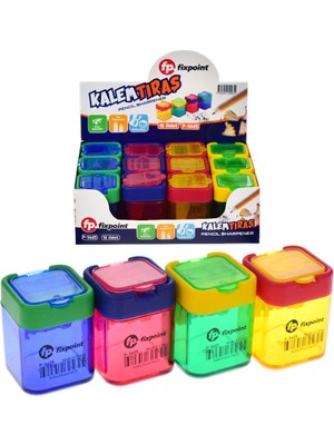 Fixpoint Kalemtıraş Çiftli Neon Kare Kutulu P-5625 (12'li Paket)