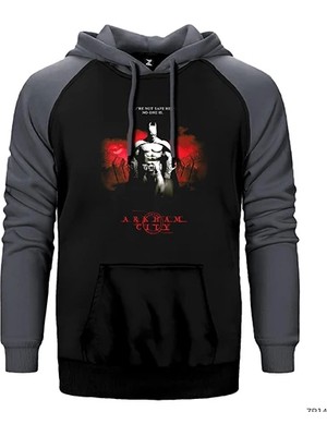 Z zepplin Batman Arkham City Gri Renk Reglan Kol Kapşonlu Sweatshirt