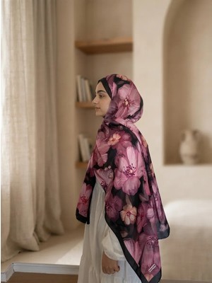 Sima Çiçek Desenli Pamuklu Soft Şal Bahar Serisi Pembe Renk