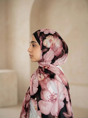 Sima Çiçek Desenli Pamuklu Soft Şal Bahar Serisi Açık Pembe
