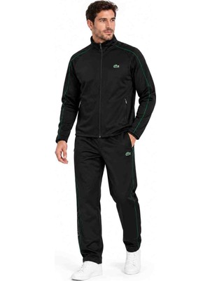 Lacoste Siyah Regular Fit Şeritli Eşofman Takımı