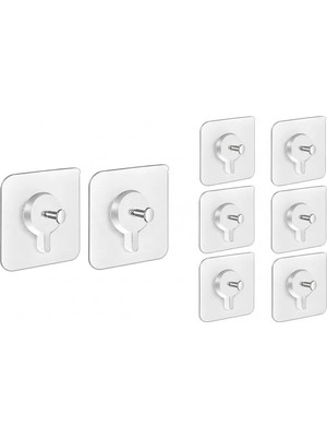 8 ADET Kendinden Yapışkanlı Çok Amaçlı Şeffaf Banyo Mutfak Askı Tablo Saat Raf Asma Aparatı