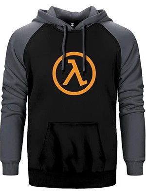 Z zepplin Half Life Logo Pocket Gri Renk Reglan Kol Kapşonlu Sweatshirt