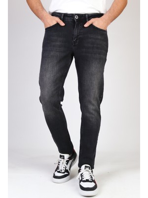 Hlt Jeans Erkek Siyah Taşlamalı Slim Fit Likralı Jean Kot Pantolon HLTHE001971