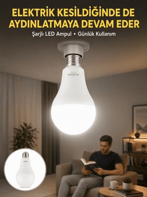 Str Store Acil Durumlar Için Şarjlı LED Ampul 6400K Soğuk Beyaz 30 Watt Yeni Nesil