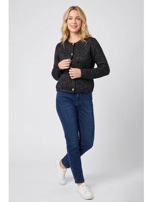 Fashion Friends Simli ve Pullu Siyah Kadın Hırka 26K0054K1