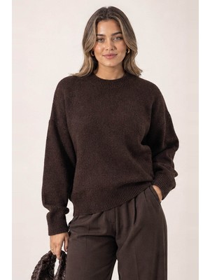 Fashion Friends Bisiklet Yaka Kahverengi Kadın Kazak 26K0061K1