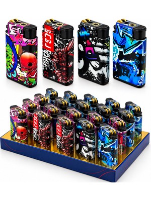 Str Store 20 Adet 2ın1 Grafiti Desenli Manyetöllü - Rüzgar Pürmüz Çakmak SM-131M