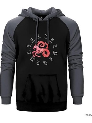 Z zepplin Koç Burcu Modern Gri Renk Reglan Kol Kapşonlu Sweatshirt