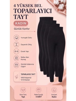 Morro 4'lü Avantaj Paketi Kadın Siyah Yüksek Bel Toparlayıcı Tayt - Korse Etkili Günlük Tayt Seti