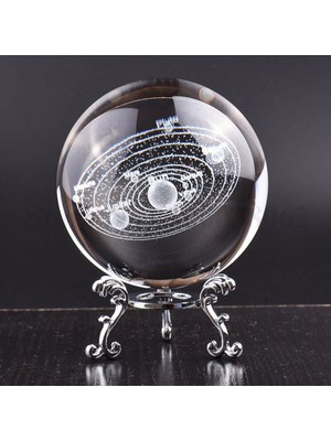 Keyfim Shop Dekoratif Metal Ayaklı Gezegenler 3D Cam Küre