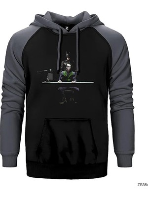 Z zepplin Batman And Joker Inquiry Gri Renk Reglan Kol Kapşonlu Sweatshirt