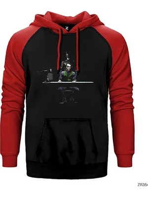 Z zepplin Batman And Joker Inquiry Kırmızı Renk Reglan Kol Kapşonlu Sweatshirt