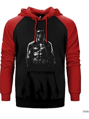 Z zepplin Batman Who Laughs Kırmızı Renk Reglan Kol Kapşonlu Sweatshirt
