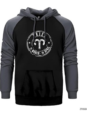 Z zepplin Koç Burcu Aries Gri Renk Reglan Kol Kapşonlu Sweatshirt