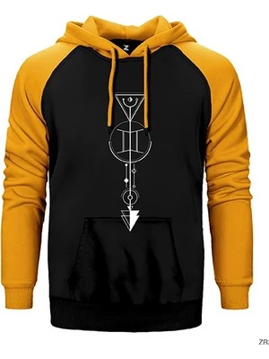 Z zepplin Ikizler Burcu Geometrik Sarı Renk Reglan Kol Kapşonlu Sweatshirt