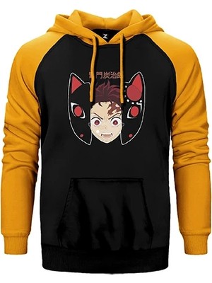Z zepplin Demon Slayer Tanjiro Kamado Sarı Renk Reglan Kol Kapşonlu Sweatshirt